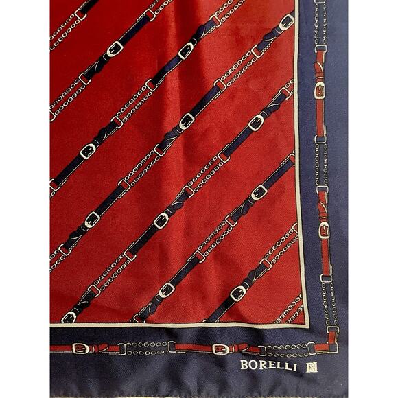 Vintage Borelli Scarf Womens Equestrian Chain Belt Derby Design 80s Classic - Picture 4 of 8